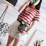 LUTAOTIE  Spring New Fashion Small Cat Bag Cartoon Owl Bag Shoulder Messenger Bag Foreign Trade Flower Printed Small Bag