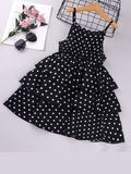 Girls Polka Dot Ruffled Sundress, Elegant Ladylike Style, Sleeveless Dress for Kids