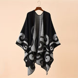 Luxurious Cloud Pattern Cardigan - Women's Autumn Winter Accessories - Elegant Warm Imitation Cashmere Shawl, Windproof Large Coat with Auspicious Design for Cold Weather