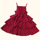 Girls Polka Dot Ruffled Sundress, Elegant Ladylike Style, Sleeveless Dress for Kids