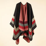 Ladies Large Striped Shawl Vintage Inelastic Sunscreen Cardigan Air-conditioned Room Windproof Warm Shawl