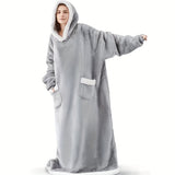 Cozy Sherpa Fleece Hooded Wearable Blanket - Soft, Warm, and Stylish for Couch or Bed