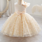 Fluttering Butterfly Tutu Dress - Sleeveless & Bow-Accented - Adorable Flower Girl Princess Outfit for Party Celebrations