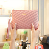 Elegant Ladies Clutch Wallet, Fashion Striped Hand Purse With Wristlet, Chic Evening Bag For Women