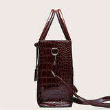 Luxurious Crocodile-Embossed Square Handbag - Chic Solid Color, Versatile Fashion Accessory for Women - Ideal for Everyday Elegance & Special Occasions