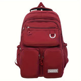 Stylish Large-Capacity Preppy Backpack: Lightweight, Adjustable Straps, Secure Zipper for Effortless College Style & Maintenance