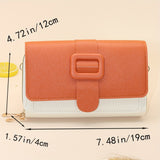 Fashion Double Zipper Clutch Wallet, Color Contrast Crossbody Bag, Women's Flap Mobile Phone Purse