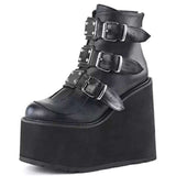 Foreign Trade  New  New plus Size High Heel Platform Martin Boots Women's Boots Belt Buckle Wedge Women's Shoes