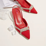 Elegant Slingback Kitten Heels: Solid Color, Lace-Up, Comfortable Low Stiletto, Pointed Toe - Perfect for Every Occasion