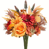 Boho-Chic Artificial Fall Flower Bouquet - 14 Stem Silk Floral Arrangement for Home & Wedding Decor, Perfect for Thanksgiving, Halloween, Christmas