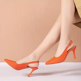 Chic Slingback Stiletto Pumps - Sleek Solid Color with Adjustable Buckle, Elegant Pointed Toe for Formal Occasions