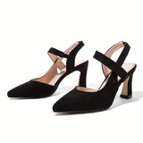 Women's High Heel Sandals, Elegant Point Toe Slingback Pumps, Fashion Solid Color Outdoor Shoes