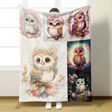 1pc Adorable Owl Print Flannel Blanket - Ultra-Soft & Cozy, Perfect Gift, Ideal for AC Rooms, Versatile Use for Adults