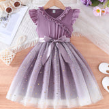 Girls Princess Style Sequin Sparkle Dress - Dazzling Star Mesh Splicing Design for Special Occasion Parties and Birthday Celebrations - Perfect for Little Girls in Summer