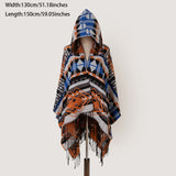 Chic Vintage Geometric Plaid Shawl Scarf - Dual-Use Hooded Wrap & Blanket Coat - Cozy Warm Fashion Accessory for Women