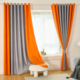 1 Panel Spliced curtain Grey Orange Window Treatment For Living Room Bedroom Home Decor