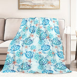 1pc Cozy Turtle Printed Flannel Throw Blanket - Soft, Plush, Four Seasons Bed Blanket for Sofa, Couch, Office, Bed, Camping, Traveling - Warm, Lightweight, Air-Conditioning Friendly, Versatile, and Portable