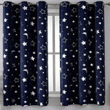 1-Panel Silvery Star Moon Pattern Blackout Curtain - Panels for Living Room, Bedroom, Kitchen, Bathroom - Stylish Room Decor, Home Decor, Light Blocking, Thermal Insulation, and Privacy Protection