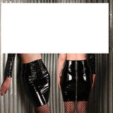 LUTAOTIE 8936# Mirror PU Leather Sheath Skirt Women's PVC Skirt   Cross-Border Supply