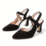 Women's High Heel Sandals, Elegant Point Toe Slingback Pumps, Fashion Solid Color Outdoor Shoes