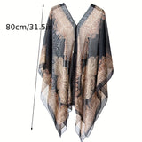 Oversized Paisley Print Chiffon Shawl Thin Breathable Sunscreen Cape Boho Travel Beach Towel Outdoor UV Protection Cardigan Windproof Wrap