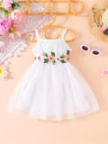 Girls' Summer Princess Dress - Floral Embroidery, Breathable Mesh, Perfect for Party & Beach Wear