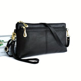 Fashion Crossbody Bag For Women, Double Zipper Clutch Purse, Square Wrist Wallet For Coin & Phone