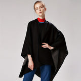 Generous Solid Color Cashmere-Feel Shawl Cape - Timeless Elegance, Ultra-Warm & Reversible - Versatile Windproof Cardigan-Style Wrap