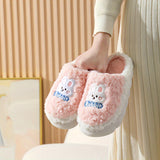 Kawaii Cartoon Decor Home Warm Slippers, Soft Sole Fuzzy Platform Non-slip Shoes, Winter Plush Cozy Indoor Shoes