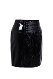 LUTAOTIE 8936# Mirror PU Leather Sheath Skirt Women's PVC Skirt   Cross-Border Supply