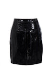 LUTAOTIE 8936# Mirror PU Leather Sheath Skirt Women's PVC Skirt   Cross-Border Supply