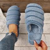 Women's Plush Winter Slippers, Solid Color Cozy & Warm Closed Toe Shoes, Comfy Indoor Floor Slippers