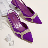 Elegant Slingback Kitten Heels: Solid Color, Lace-Up, Comfortable Low Stiletto, Pointed Toe - Perfect for Every Occasion