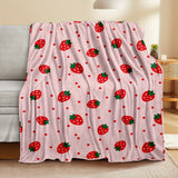 1pc Cozy Strawberry Blanket - Soft, Plush, and Vibrant Throw Blanket for Sofa, Bed, Office, Camping, and Travel - Multi-Purpose, All-Season Gift for Family and Friends