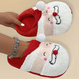 Casual Cute Cartoon Santa Claus Design Slip On Home Shoes For Girls Boys, Lightweight Warm Slippers For Indoor Party, Autumn And Winter, Christmas Gifts