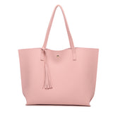 LUTAOTIE  New Korean Style Tassel Women Bag Lychee Pattern Shoulder Handbag Pu Large Capacity Beach Handbags Fashion