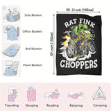 1pc Cozy Flannel Motorcycle Rat Blanket Shawl - Soft, Warm, and Funny Digital Print for Bedroom, Living Room, Office, and Travel - Perfect for Chilly Nights and Outdoor Adventures