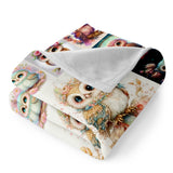 1pc Adorable Owl Print Flannel Blanket - Ultra-Soft & Cozy, Perfect Gift, Ideal for AC Rooms, Versatile Use for Adults