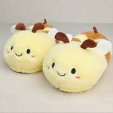 Casual Cute Cartoon Bee Design Slip On Home Shoes For Girls, Non-slip Warm Furry Slippers For Indoor Party