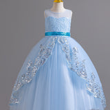 Gorgeous Sequin Trim Sleeveless Princess Dress Comfy Tutu Dress Kids Clothes For Party Performance