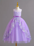 Gorgeous Sequin Trim Sleeveless Princess Dress Comfy Tutu Dress Kids Clothes For Party Performance