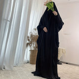 Elegant Muslim Abaya - Modest Full-Length Robe with Lantern Sleeves Design, Solid Color, Islamic Clothing for Women, Perfect Gifts for Eid