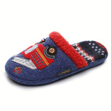 Cuddly Cartoon Character Soft Plush Cozy Slippers - Boys' Anti-Skid Warm Slip-On Shoes for Indoor Home Use with Soft Fleece Lining and Grip Sole - Perfect for Cold Winter Days and Lounging Around the House