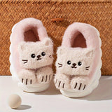 Cozy Cartoon Plush Slippers for Young Ones - Soft, Anti-Slip Sole, Warm Indoor Footwear with Fuzzy Interior