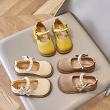 Trendy Cute Bowknot Pearl Decor Woven Shoes For Girls, Breathable Lightweight Soft Flat Shoes For Spring And Autumn