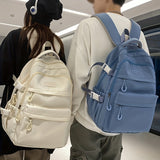 Large Capacity 85cm Shoulder Strap Computer Backpack for Junior High School, High School, College Students - Lightweight, USB Charging, Adjustable Strap, Nylon Material - Casual, No Printing, Sewing Thread Design