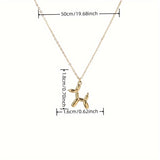 1pc Chic New Minimalist Stainless Steel Balloon Dog Pendant Necklace - Durable & Hypoallergenic for Girls - Adjustable Playful Charm, Perfect Gift Idea