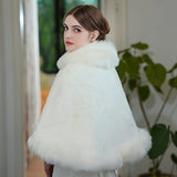 Luxurious Faux Fur Collar Shawl - Stylish, Elegant, Thick, Warm, Windproof, and Fuzzy - Perfect for Bridal, Wedding, and Outdoor Events