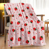 1pc Cozy Strawberry Blanket - Soft, Plush, and Vibrant Throw Blanket for Sofa, Bed, Office, Camping, and Travel - Multi-Purpose, All-Season Gift for Family and Friends