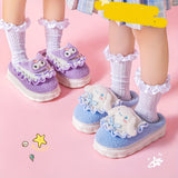 Sanrio Kuromi Plush Slippers for Girls - Cozy & Cute Cartoon Design with Soft EVA Sole, Perfect for Indoor Wear in Fall/Winter